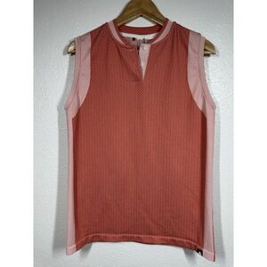 Adidas Shirt Womens Large Pink Sleeveless Polo Golf Tennis Button Front Athletic